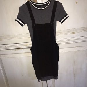 Velvet black overall dress
